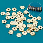 PH PandaHall 18K Gold Plated Spacer Beads, 50pcs Flat Round Loose Beads Brass Wavy Disc Beads for DIY Bracelets Necklaces Earrings Jewelry Making Craft Making, 8mm in Diameter - color: 18k Gold