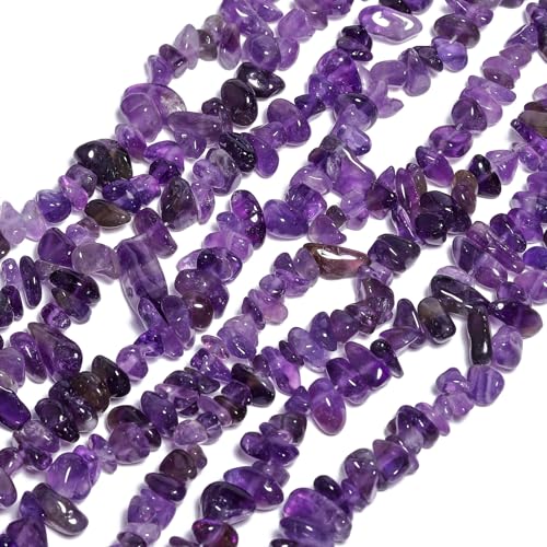 30in Amethyst Natural Chip Stone Beads 5-8mm About 230pcs, Irregular Drilled Purple Bead for Bracelets Jewelry Making Supplies for Adults, DIY Crafts. - color: Amethyst