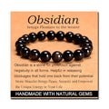 MASSIVE BEADS Handmade Yoga Stretch Elastic Bracelet Natural Stone Crystal Healing Power Energy Gifts for Unisex Adult 4mm 6mm 8mm 10mm - color: Black Obsidian(Pleasure), size: 10mm
