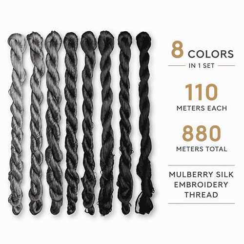 Natural 100% Silk Thread, Handmade Embroidery Thread Silk Floss 8 Colors 110m Each (78) - color: 78