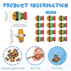 Pandahall 12Pcs Lampwork Striped Fish Glass Beads Handmade 3D Cute Cartoon Fish Beads 20x12mm Crystal Ocean Sea Animal Bead Loose Spacer Bead for DIY Bracelet Necklace Earring Jewelry Making (Red)
