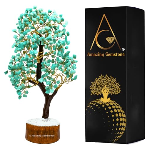 Amazing Gemstone Crystals and Healing Stones Birthday Gifts for Women - Amazonite Crystal Tree of Life Home Decor Stocking Stuffers, Bookshelf, Room, Meditation Gift for Dad, Unique Birthday Gifts - color: Amazonite