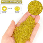 10100 Pcs Size 11/0 Glass Seed Beads, 2 mm Bright Yellow Small Mini Spacer Loose Pony Beads for Jewelry Making and DIY Crafts - color: Bright Yellow, size: Small