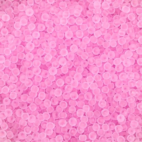 4mm Frosted Glass Seed Beads Bulk, 1000pcs Small Round Glass Bead Matte Loose Spacer Beads for Beading, Friendship Bracelet, Pendants, Key Chains, Necklaces, Hairpins, Hot Pink - color: Hot Pink