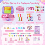 Rubber Band Bracelet Kit for Kids, Loom Bracelet Making Kit, Friendship Bracelet Kit, 400+ Pcs DIY Craft Kit for Girls Ages 6-12, Weaving Loom Set with Case, Beginner Bracelet Maker for Teens Adults