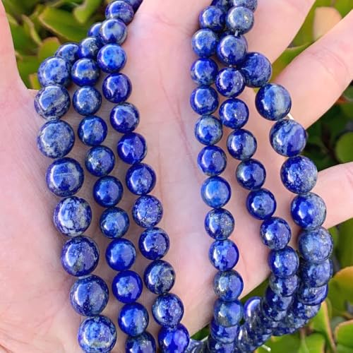 60pcs Adabele Natural Blue Lapis Lazuli Healing Gemstone Not Dyed 6mm Round Loose Beads Gem Stone Spacer for DIY Craft Jewelry Making GE15-6 - color: Lapis Lazuli (Not Dyed), size: 6mm (60pcs/1 Strand)