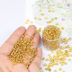 Bala&Fillic Clear Golden Silver Lined Color 4mm Seed Beads About 1200pcs/100Grams in Bag, 6/0 Glass Craft Beads for Making Bracelet and Necklace (Clear Golden Lined) - color: Clear Golden Lined -4mm