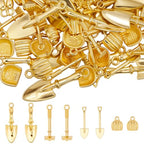 Beebeecraft 1 Box 80Pcs Home Tool Charms 18K Gold Plated Alloy Dustpan Shovel Charms 3D Tools for DIY Jewelry Making - color: 80Pcs #3