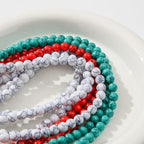 8mm Turquoise Beads 190pcs Christmas Natural Stone Gemstone Bead Round Loose Beads for DIY Crafts Bracelet Necklace Earrings Jewelry Making (Green&red) - color: green&red