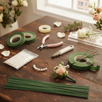 DIY Handmade Floral Art Tool Set, Money Flower Bouquet Making Kit Including ABS Pearls, Metal Wire, 2-Millimeter Diameter Flower Stems, Scissors, Pliers and Green Tape