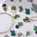 Bulk Gold Enamel Charms for Jewelry Making, Colorful Metal Charms Pendant for Bracelet Necklace and Crafting - color: Cactus Green