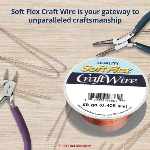 Soft Flex 26 Gauge Craft Wire - 27 Meters - Jewelry Wire with Tarnish Resistant Silver Plating - style: Bare Copper