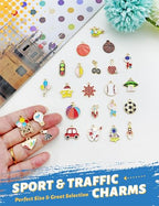 JIALEEY 25Pcs Assorted Gold Plated Enamel Mixed Sport Traffic Charm Pendant DIY for Necklace Bracelet Jewelry Making and Crafting