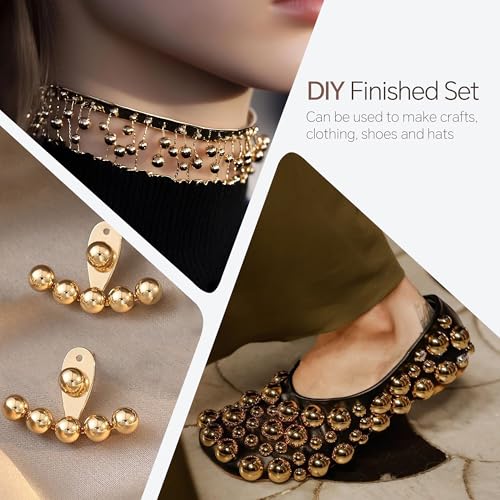60g Antique Gold Flatback Half Round Pearls Mixed Size 3-10mm Resin Craft Beads for Nail Art, Face Gems, DIY Jewelry Making - color: Antique Gold, size: 60g