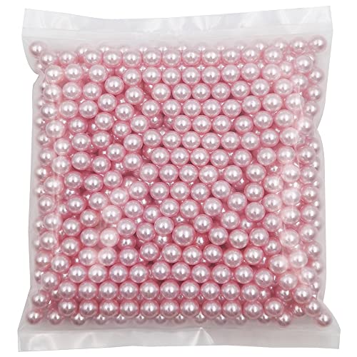 INSPIRELLE 580pcs Pink Undrilled ABS Art Faux Pearls for Vase Fillers, 10mm No Hole Makeup Beads to Hold Lipstick Eyeliner, Imitation Round Pearl Beads for Table Scatter Home Wedding Decoration - color: Pink, size: 10mm