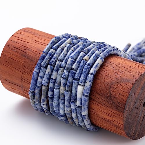 Natural Blue Sodalite Cylinder Tube Beads 4x13mm 38cm/str Loose Semi Gemstone Stone Beads for Making Bracelets Necklace Earrings - color: Blue Sodalite, size: 4x13mm Cylinder