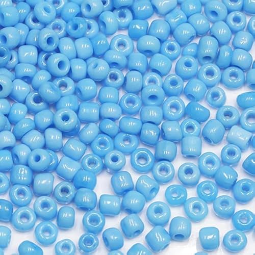 Blue Beads Size 6/0 Crafts Glass Seed Beads 4mm for Jewelry Making (Total About 100g About 1200pcs) - color: Blue