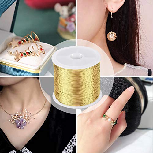 MIKIMIQI Jewelry Wire - 328Ft, 26 Gauge, Tarnish Resistant, Copper, 0.4mm X 100m (Gold) - color: Gold