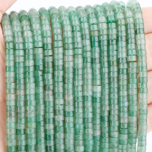 Natural Green Aventurine Heishi Spacer Beads Loose Semi Precious Flat Round Gemstone Disc Shape Stone for Beading Jewelry Making 4x2mm 15.5" - color: Green Aventurine