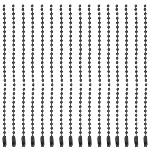 MECCANIXITY Ball Bead Chain Beaded Necklace Chains 5 Inch Adjustable Metal Ball Chains 2.4mm/0.1inch Keychain for Jewelry Making,DIY Craft Projects,Pack of 36(Black) - color: Black