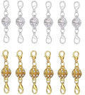 Aiskaer 12 Pcs Gold and Silver Rhinestone Ball Style Magnetic Lobster Clasp for Jewellery Necklace Bracelet