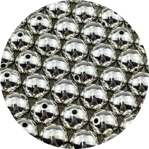 60pcs Silver Plated Round Beads for Craft 16mm Smooth Round Ball Spacer Beads for Jewelry Making DIY Necklaces Bracelets Earrings Decoration - color: Silver, size: 16mm