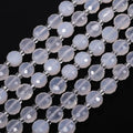 8×5mm White Agate Natural Stone Beads for Jewelry Making About 35-40pcs 1 Strand 15" Drilled Flat Faceted Cabochon Gemstone Beads for Bracelets Necklace DIY Crafts - color: White Agate