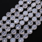 8×5mm White Agate Natural Stone Beads for Jewelry Making About 35-40pcs 1 Strand 15" Drilled Flat Faceted Cabochon Gemstone Beads for Bracelets Necklace DIY Crafts - color: White Agate