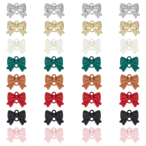 Bow Charm Links Bowknot Connector Links Alloy Colorful Double Loops Pendant Connectors Cute 3D Metal for DIY Earrings Necklace Bracelet Jewelry Making - size: 16.5x13x4.5mm