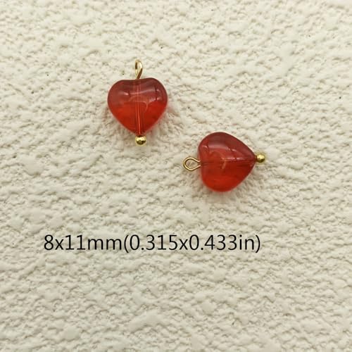 50pcs Glass Pendant Charms - Multicolor Theme Drops for Necklace Craft, Jewelry Making Supplies (Various Styles) - style: Heart 3#