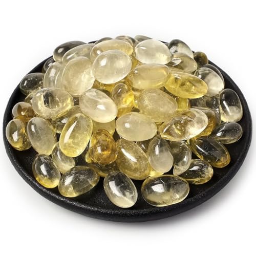 Citrine Healing Crystal Stone Set - 24 to 34 pieces, 0.6" Natural & Polished Stones for Healing, Meditation, Reiki, Chakra, Crafting & Decoration - color: Citrine, size: 0.6"