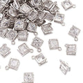 Beadthoven 100pcs Cubic Zirconia Alloy Charms Rhombus Shaped Platinum Pendants for Jewelry Making Choker Tiny Dangle Accessories - color: Platinum-Rhombus