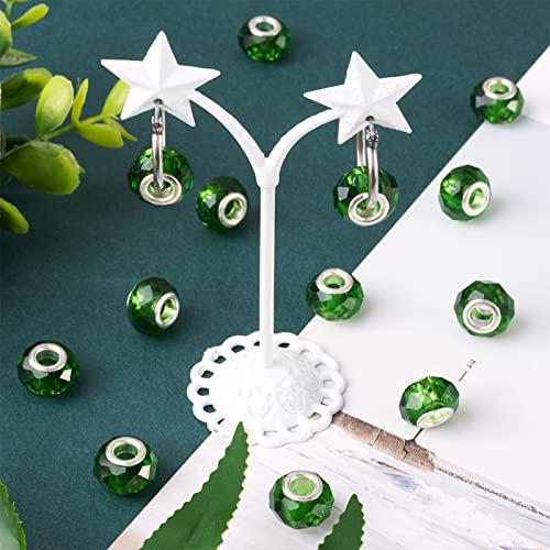 100pcs Green Glass Beads 14mm Large Hole European Beads Christmas Green Lampwork Loose Spacer Bead for Bracelet DIY Craft Necklace Earring Making Hole: 5mm - color: Dark Green