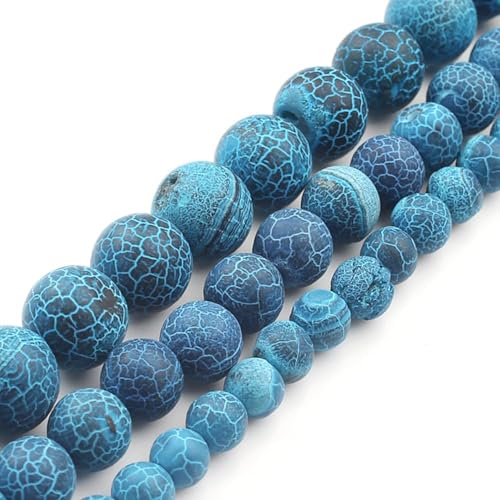 8mm Deep Blue Matte Oxidized Natural Stone Beads Round Loose Beads for Jewelry Making Yochus DIY Beads Bracelet Necklace - color: Deep Blue Matte Oxidized, size: 8mm