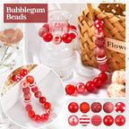 Ferreve 20 Pcs Chunky Bubblegum Beads 20mm Focal Pen Large Rhinestone Pearl Beads for DIY Beadable Pen School Jewelry Making Keychain Craft Making(Red) - color: Red