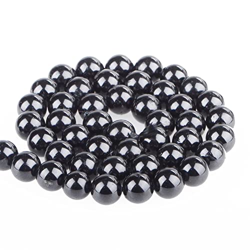Bymitel 90 pcs Natural Genuine Real Round Loose Stone Beads Gemstone Spacers for Charm DIY Jewelry Making 15.5" per Strand 4mm (Black Tourmaline, 4mm) - color: Black Tourmaline, size: 4mm