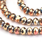 Craftdady 10 Strands 6mm Rose Gold Faceted Glass Briolette Rondelle Beads Electroplate Metallic Tiny Spacer Beads About 1000Pcs for Jewelry Craft Necklace Earring Making - color: Rose Gold, size: 6mm