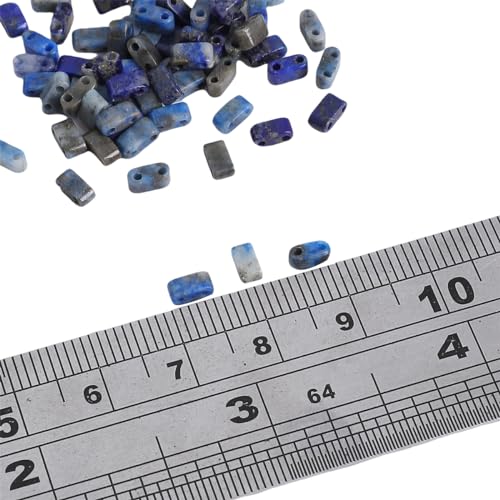 Beadia Natural Lapis Lazuli Stone Tila Beads 5x2mm Rectangle 2-Hole Spacer Beads for DIY Bracelet Earring Making 15"/Strand - color: Lapis Lazuli, size: 5x2mm