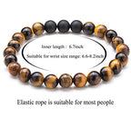 Hamoery Men Women 8mm Tiger Eye Stone Beads Bracelet Elastic Natural Stone Yoga Bracelet Bangle - color: Tiger Eye Matte-21003