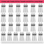 Keychain Tassels Bulk, Paxcoo Small Tassels for Jewelry Making, 50pcs Leather Tassel Keychain Charms with 50pcs Jump Rings for DIY Key Chain Craft - color: White