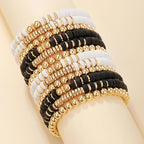 12pcs Friendship Bracelets Beaded Bracelets Heishi Bracelet Cute Bracelets Stack Vinyl Clay Disc Bead Surfer Stretch Summer Beach Bracelets For Women Preppy Bracelets - color: B-color