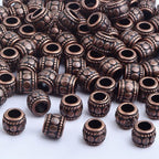 BronaGrand 100pcs Round Tube Spacer Beads Alloy Large Hole Column Beads Antique Red Copper Loose Charm Beads Accessories for DIY European Bracelet Necklace Jewelry Making, Hole: 4 mm - color: Red Copper