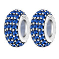 Spacer Stopper Beads for Bracelets & Necklaces, 925 Sterling Silver Beads | Smooth & Pave Cubic Zirconia (White, Blue, 18K Gold Plated) | Anti-Slide Separator Charms S925 Women Jewelry - color: 2Pcs Blue CZ Spacer