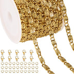 Jabogrii 5 Meters Gold Chain for Jewelry Making Stainless Steel Chain on Spool Craft Jewelry Making with Lobster Clasps and Jump Rings - color: Gold