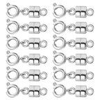 Magnetic Clasps for Necklaces Strong Magnetic Necklace Clasps and Closures, 14K Gold and Silver Bracelet Converter for Women - color: 12Pcs Silver