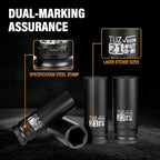 4 Pieces 1/2 inch Drive Deep Impact Socket Set,Metric,17mm 19mm 21mm 22mm,Cr-Mo,6-Point,Spindle Axle Nut Impact Socket - size: 1/2" Deep 4pc