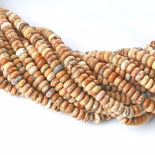 2x4MM 150PCS Picture Jasper Tube Rondelle Abacus Disk Spacer Loose Beads for Jewelry Making - color: Picture Jasper, size: 2x4mm abacus-shaped