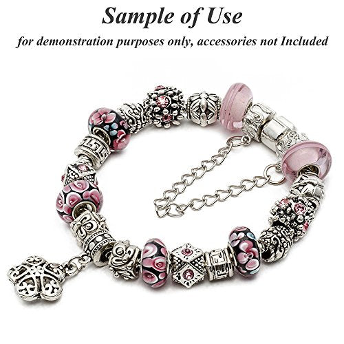 RUBYCA 5pcs 7.1" Silver Color Clasp European Snake Chain Charm Bracelet fit Charm Beads DIY - color: Silver, size: 18 CM