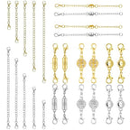 Magnetic Necklace Clasps and Closures with Extender Chain Set, Magnetic Necklace Clasp & Extender Chain Set, Easy to Use for Necklaces and Bracelets, Gold and Silver (26pcs) - color: 26pcs