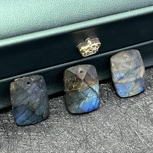 Natural Stone Pendants Faceted Flash Labradorite Stone Beads Flash Crystal Gemstone Charms for Jewelry Making Necklace Bracelet Gift - color: rectangle